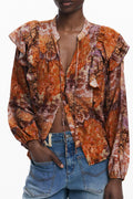 DESIGUAL WOMEN'S LONG-SLEEVED SHIRT, ORANGE