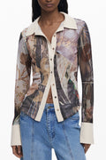DESIGUAL WOMEN'S LONG-SLEEVED SHIRT, BEIGE