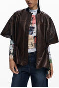 DESIGUAL WOMEN'S BROWN PONCHO