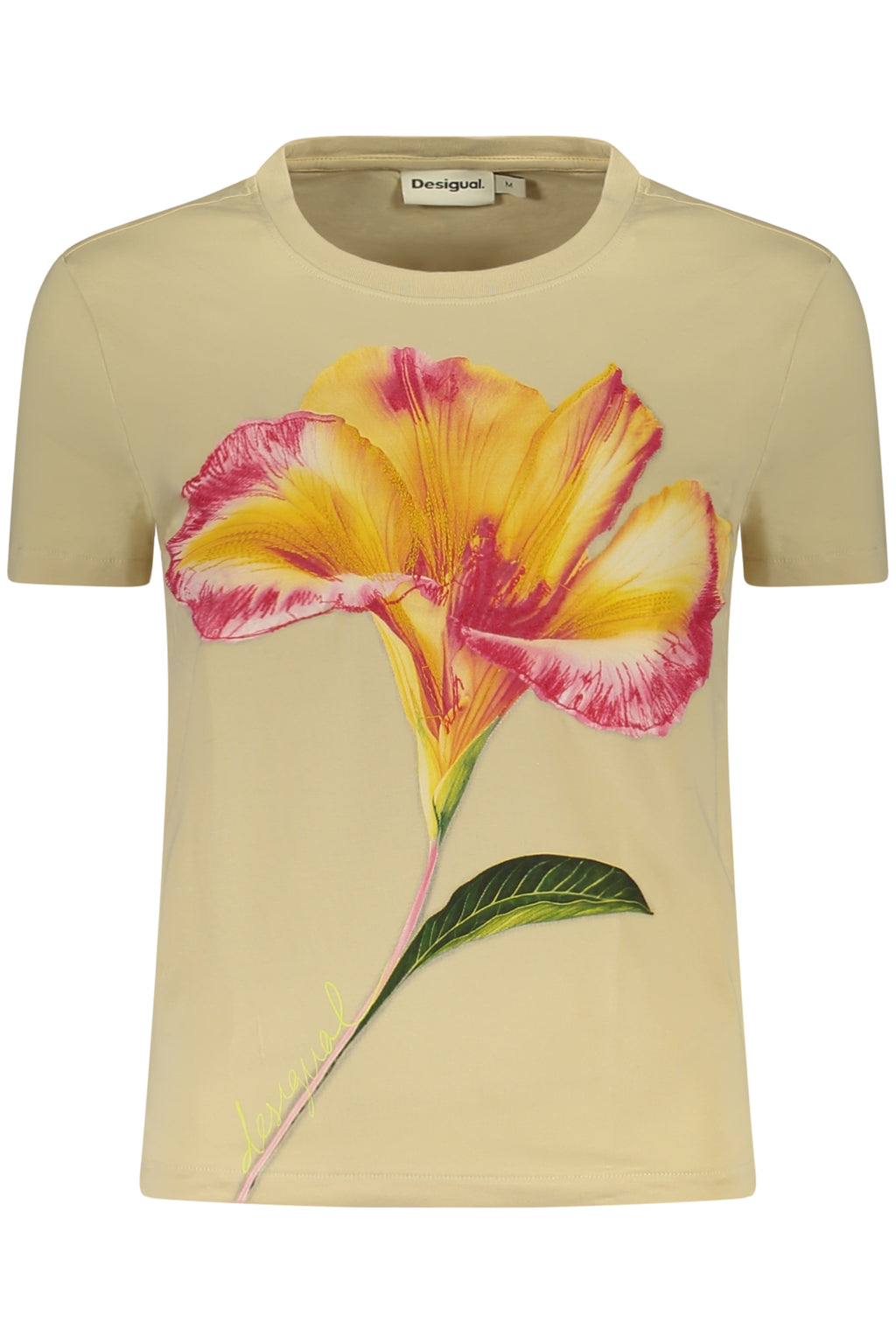 DESIGUAL WOMEN'S SHORT-SLEEVE T-SHIRT BEIGE