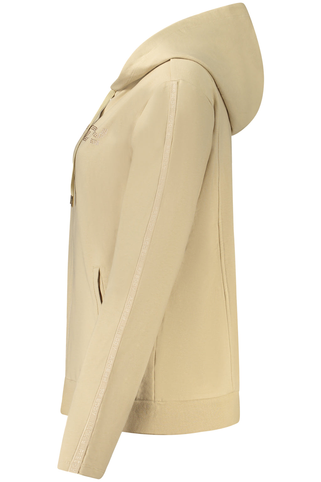 FREDDY WOMEN'S BEIGE ZIP-UP SWEATSHIRT