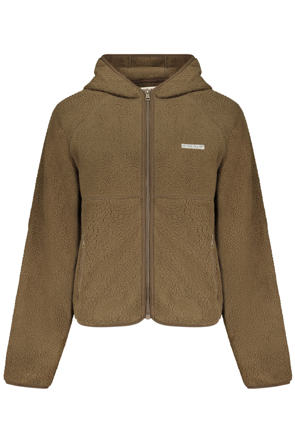 GUESS JEANS WOMEN'S BROWN ZIP-UP SWEATSHIRT