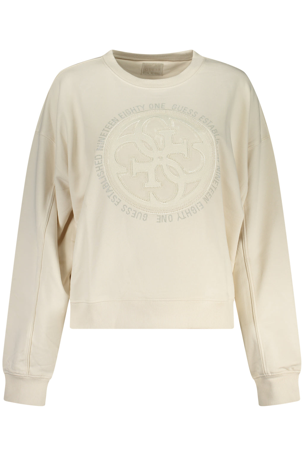 GUESS JEANS WOMEN'S WHITE ZIP-UP SWEATSHIRT