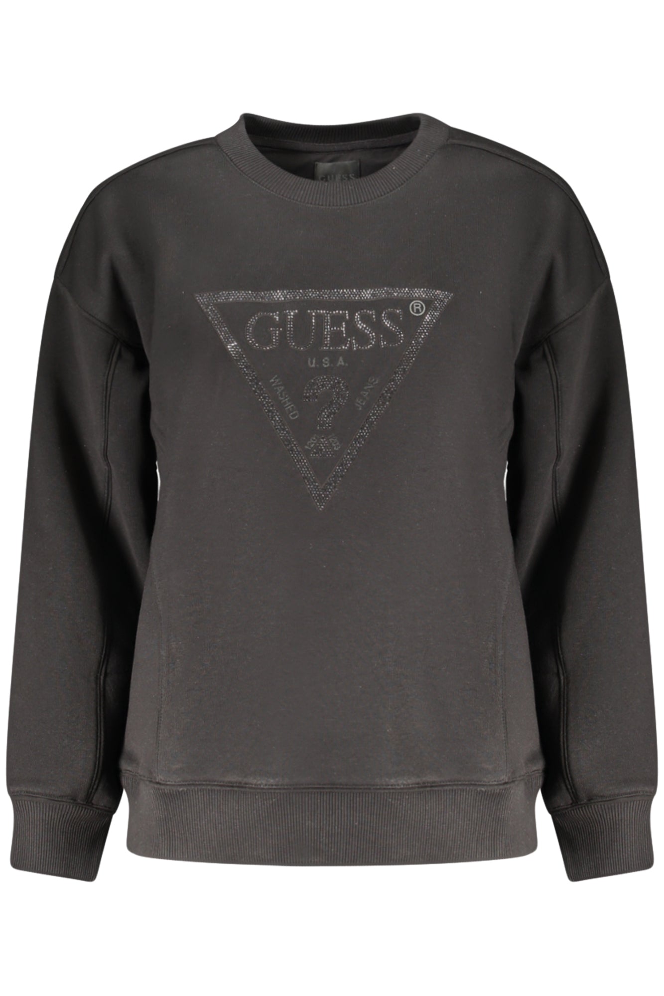 GUESS JEANS WOMEN'S BLACK ZIP-UP SWEATSHIRT