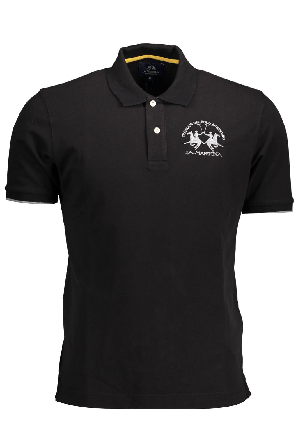 LA MARTINA MEN'S BLACK SHORT SLEEVED POLO SHIRT
