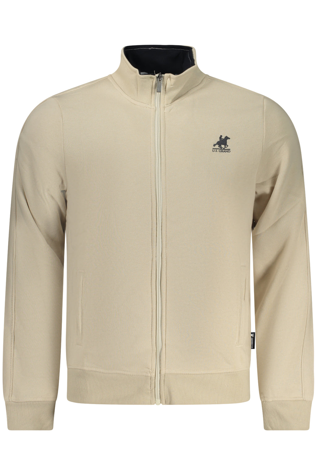 US GRAND MEN'S BEIGE ZIP-UP SWEATSHIRT